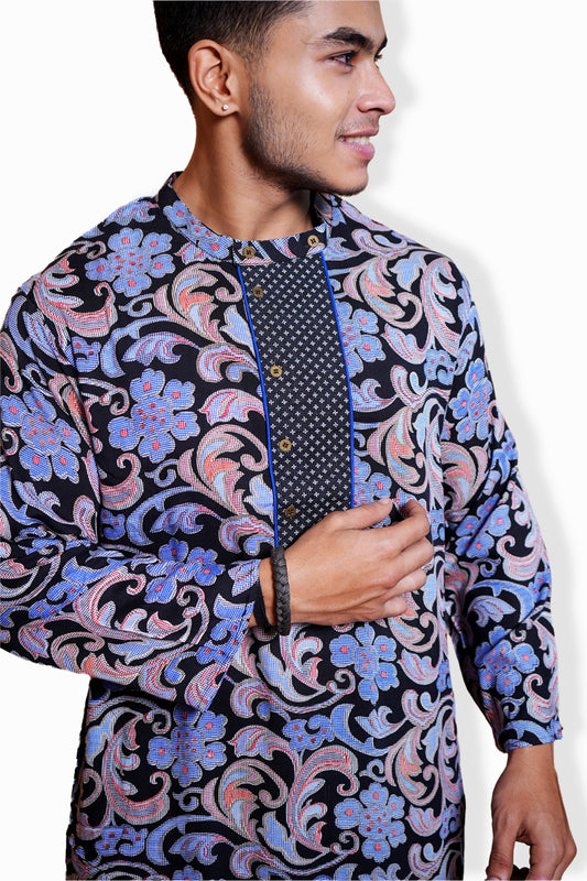 Fabriq by FFace Blue Printed Cotton Kurta