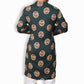 Traditional Floral Print Kurta, Dark Green with Peach Motifs, Cotton, Long Sleeve with White Churidar