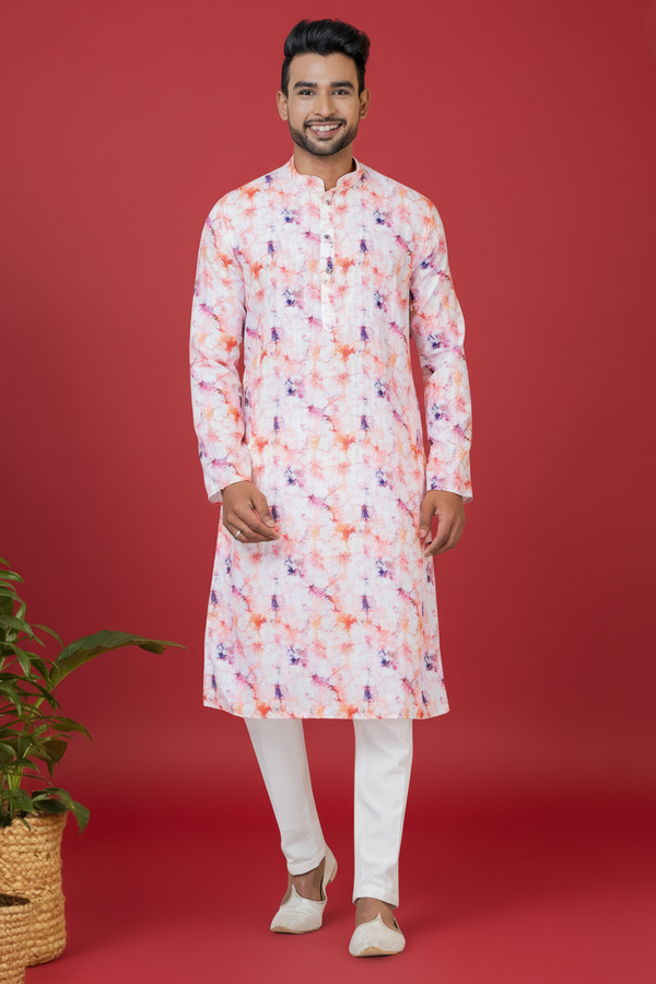 Men’s Multicoloured Printed Kurta | Cotton Fabric | Ethnic & Casual Wear