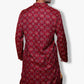 Traditional Maroon Printed Kurta, Mandarin Collar, Long Sleeves, Geometric Pattern