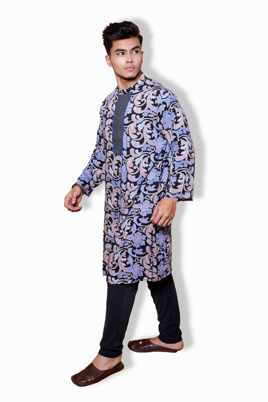 Fabriq by FFace Blue Printed Cotton Kurta