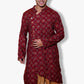 Traditional Maroon Printed Kurta, Mandarin Collar, Long Sleeves, Geometric Pattern