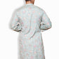 Fabriq by FFace Traditional Floral Print Kurta, Sage Green with Pink Motifs, Mandarin Collar, Cotton