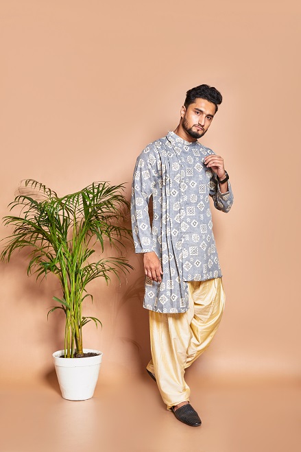 Grey and white designer kurta