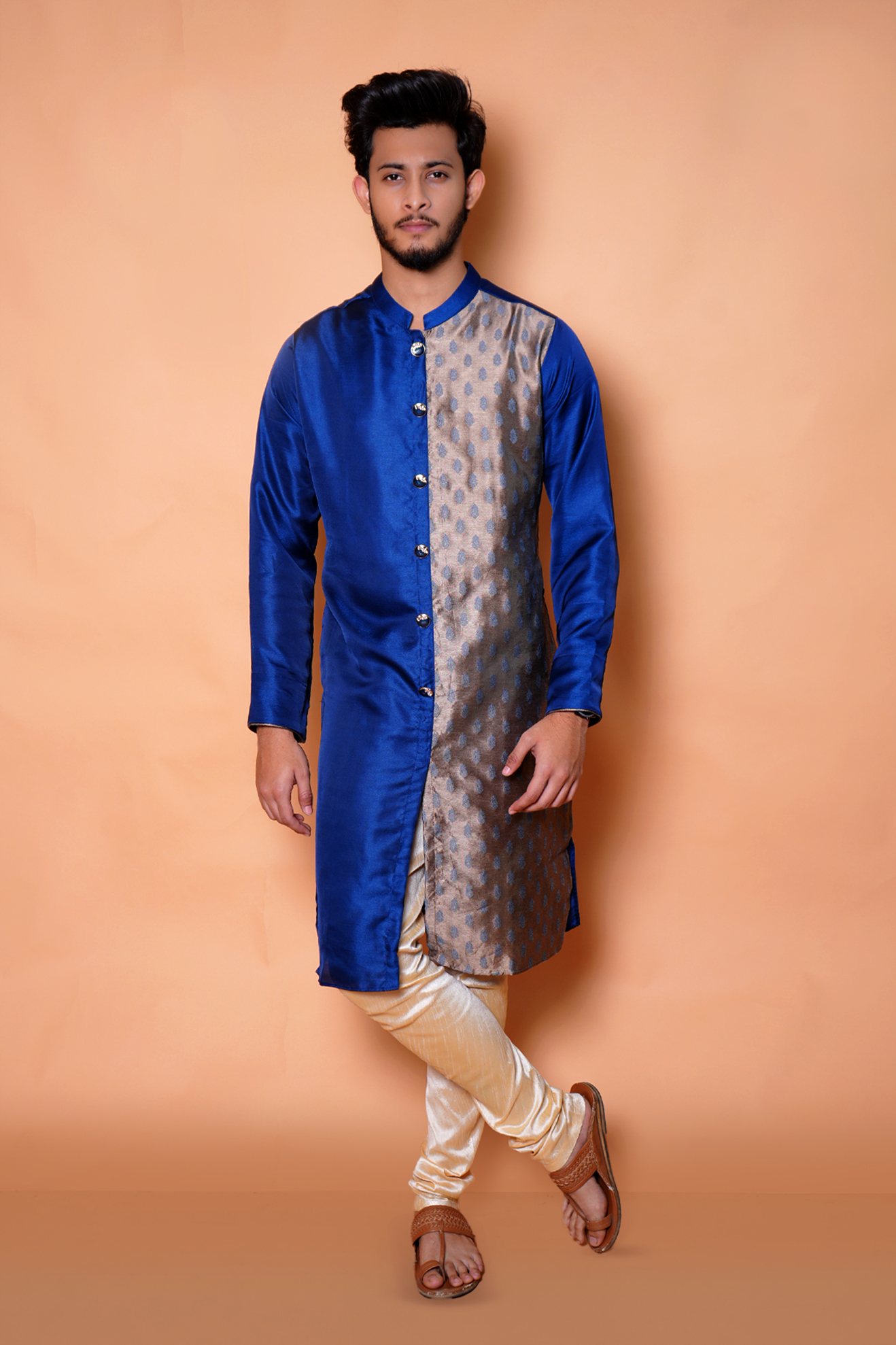 Royal Blue half and Half Kurta