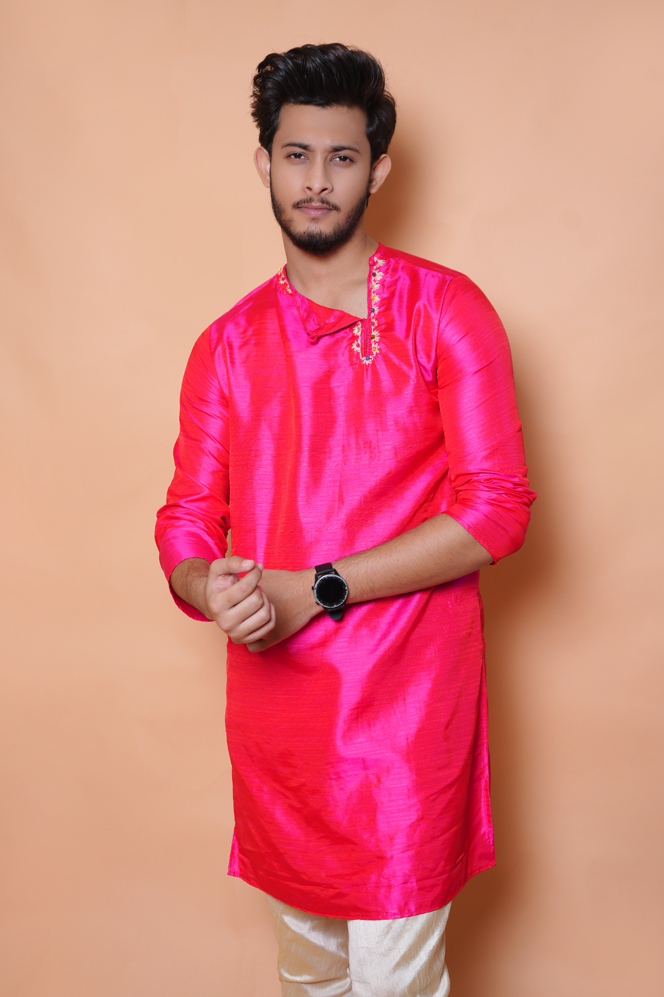 Traditional Magenta Pink Silk kurta