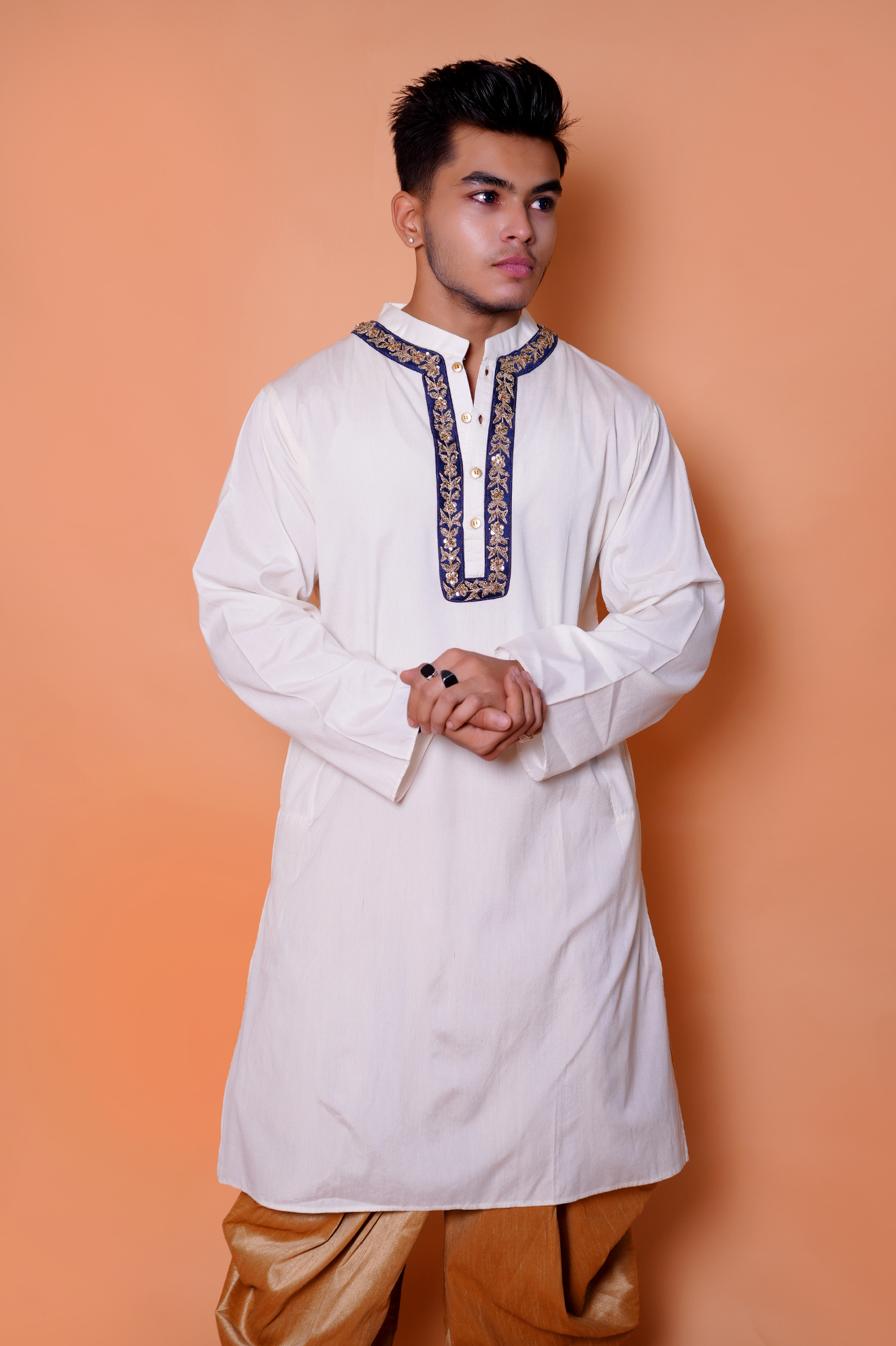 White embroidered kurta